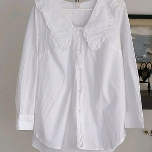 H&m Large-collared blouse Deep Neck-longsleeves