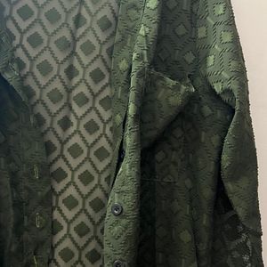 Dark green sheer shirt Formal Wear