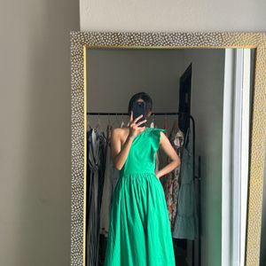 One Shoulder Emerald Green Maxi Dress