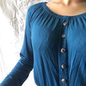 Shyla Teal Cinched Waist Top(Women)