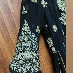 Designer Black Zari Work Long Anarkali Frock