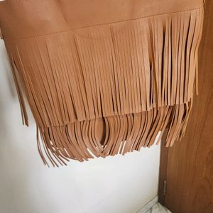 Fringed Tan Handbag