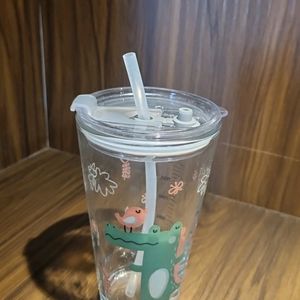 Glass Tumbler With Lid And Straw