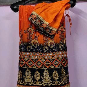 Orange Saree With Designer Blouse