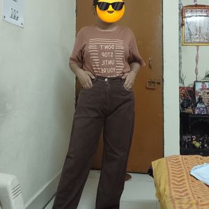 Brown Straight Fit Jeans