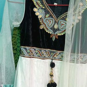 ANARKALI EMBROIDERED SUIT SET WITH DUPATTA&LEGGI