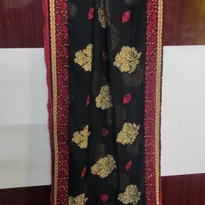 Black Maroon Clour Dupata With Embroidery