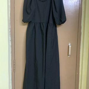 Black Maxi Gown With Puffed Sleeves