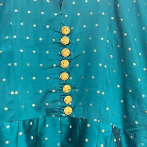 Tusshar silk teal blue colour dress (only top)