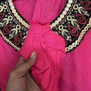 Pink A Line Kurta Size L