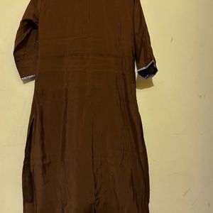 Berrylicious Golden Brown & Grey Kurta Set Size XL