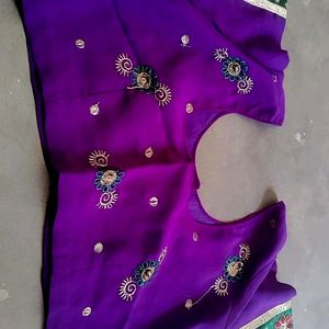 Purple💜 Heavy Embroidery Party wear Saree