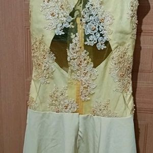 Yellow & Gold Lace Satin Party Dress.