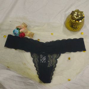 Stylish Black See Through Thong Penty