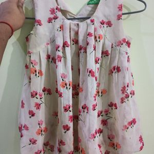 White Pink Flower Dress