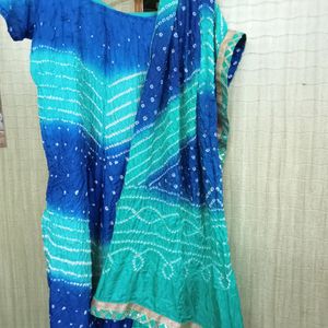 🌹💝Bandhini Blue And Cyan Colour Dress