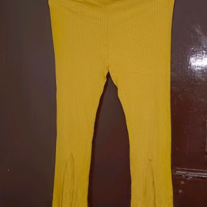 Beautiful Mustard Front Cut Flared Bottom