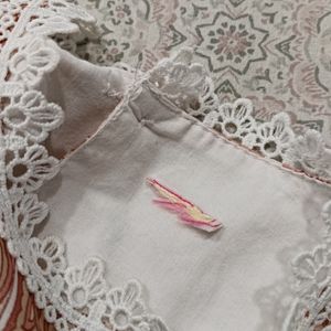 9-12 Months White And Peach Baby Dress