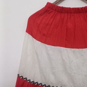 Red & White SKIRT with Lace | Lenght:40 in