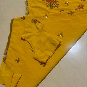 Crepe Yellow Saree