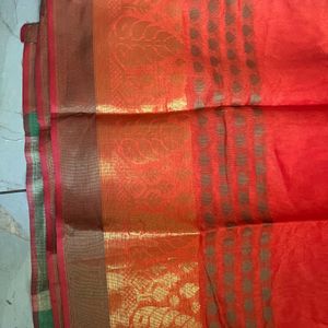 Red Orange Traditional Saree