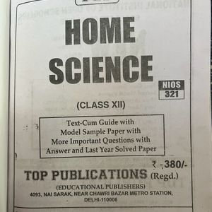 NIOS HOME SCIENCE CLASS 12 BOOK