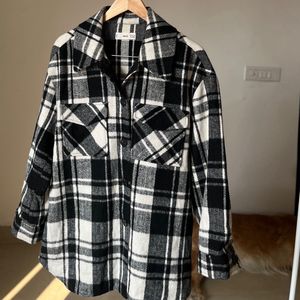 MANGO Women Black White Checked Tailored Jacket