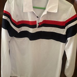Polo Neck Half Sleeve striped Print Causual Tshirt