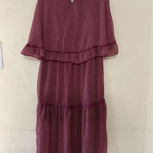 Maroon Kaftan Midi Dress