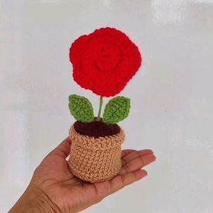 Crochet Rose Flower Pot