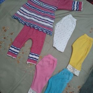 4 Cotton Bottoms And 1 Woolen Clothing Set For 6-9