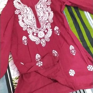 Chikankari Work Short Kurti For College Going Girl