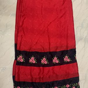 Beautiful Red With Black Colour Saree