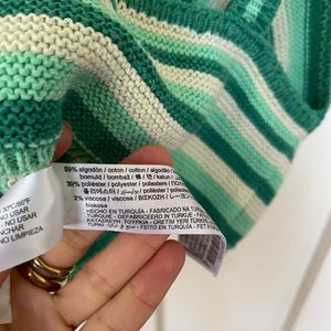 Zara Women's White and Green Crop-top