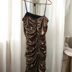 Metallic Ruched Party Hot Dress M Size New