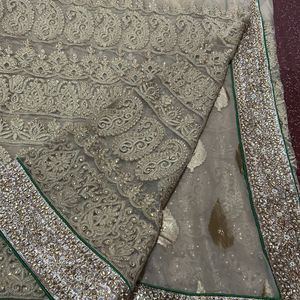 Nude Colour Saree With Stone Border