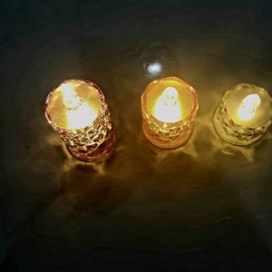 Fancy Diamond Crystal Candle LED Light Set Of 3