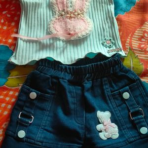 Jeans Hot Pant & Top Set