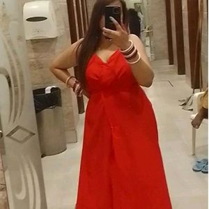 Hot Red Slit Dress For Women