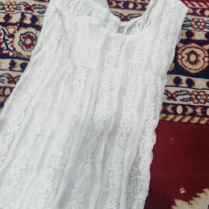 white transparent luchnawi kurti