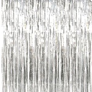 Metallic Foil Fringe Curtain Pack Of 3 - Silver