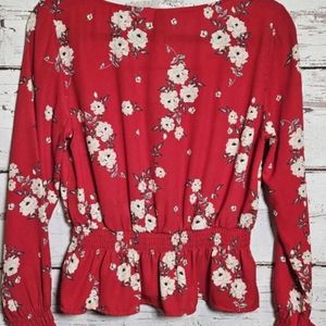 Red Floral H&M Divided Blouse