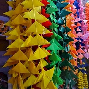 Set of 10 Handmade Fabric Triangle Hanging Torans