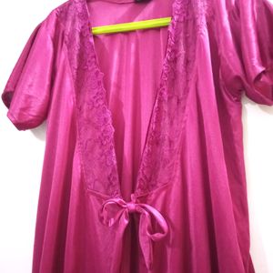 Lace Nighty With Robe For Women