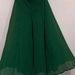 Flowy Bottle Green Palazzo Pants