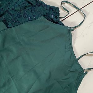 green color dress with the inner set