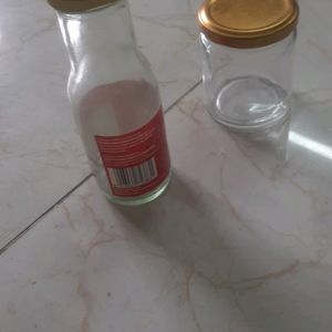 3 Glass Bottles With Gilden Cap