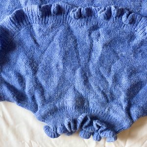 Blue Winter Frill Top Fitted