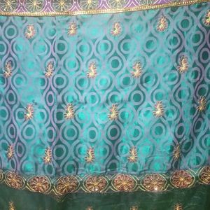 Blue Silk With Net Cloth