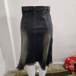 Denim Long Unique Skirt